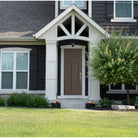 8 foot 3 Panel Craftsman fiberglass entry door, shown installed