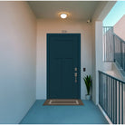20-minute fire-rated 3 Panel Craftsman fiberglass entry door, shown installed