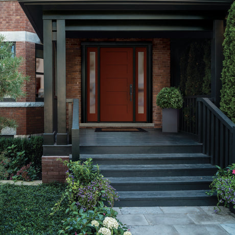 5 Panel Shaker fiberglass entry door, shown installed