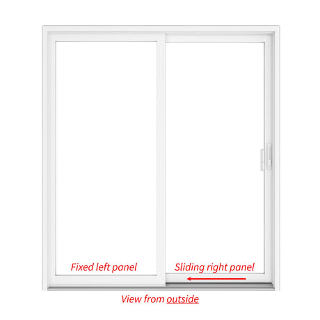 2 Panel Sliding White Patio Door (Low-E Clear Glass)