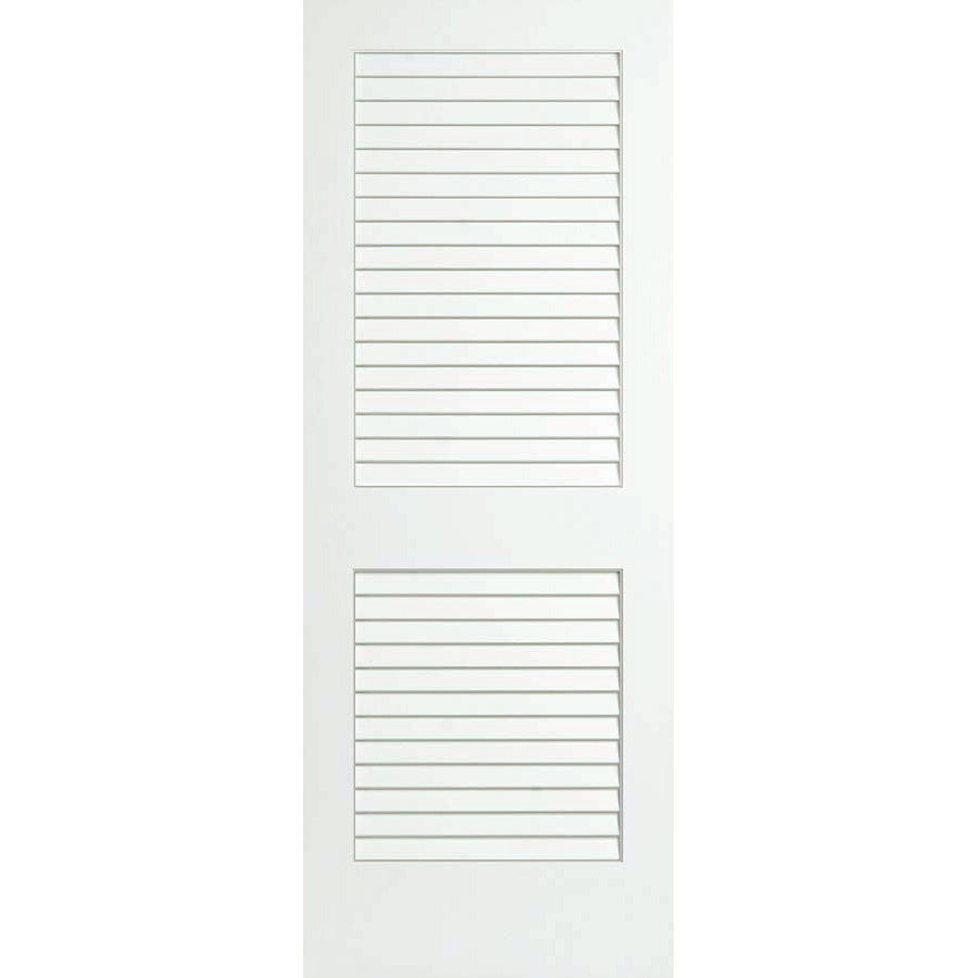 18 in. x 80 in. White Plantation Louver Panel Solid Core Wood Interior Door Slab