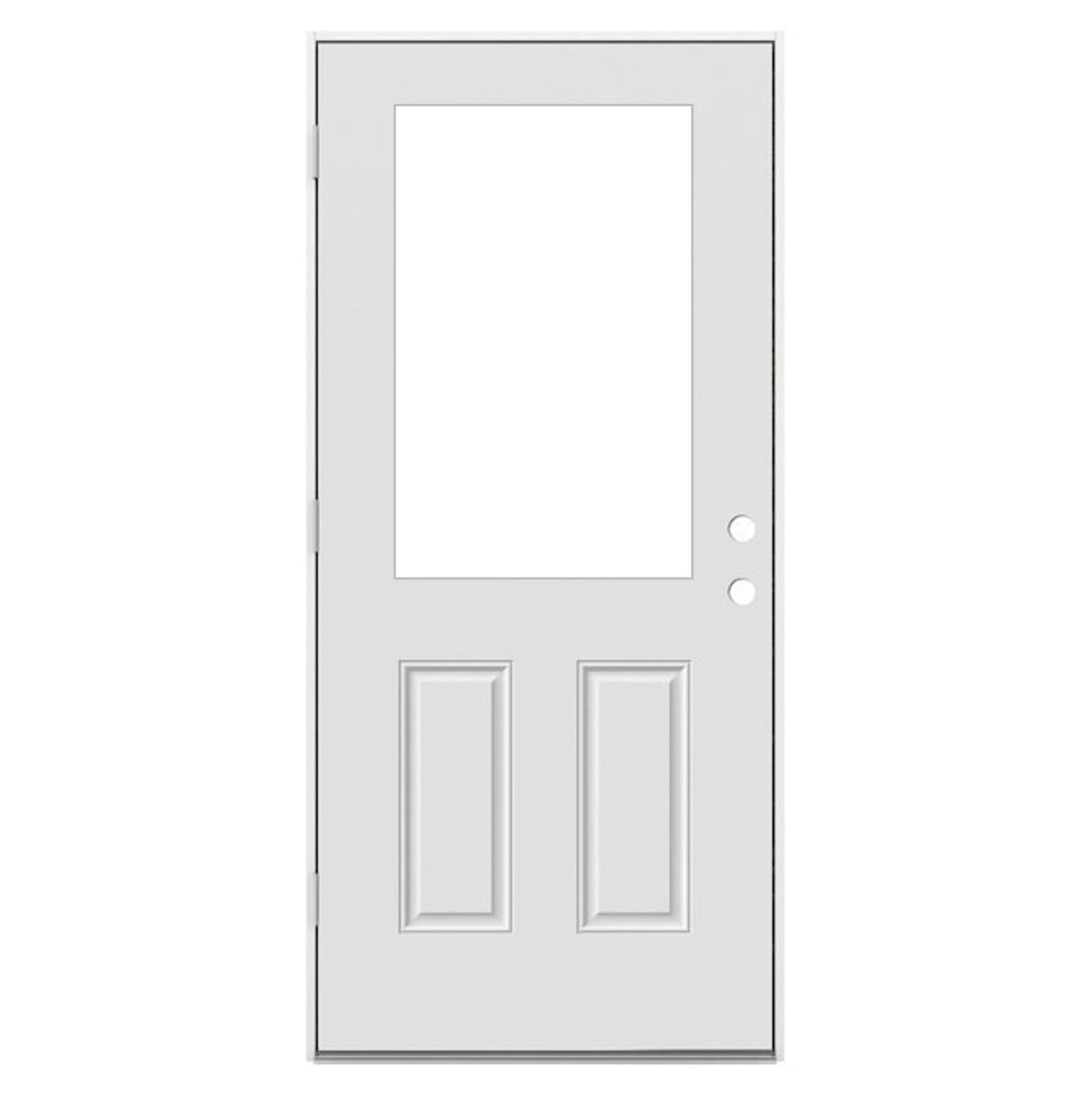 Exterior Door Prehung 30" x 80" OUTSWING Prehung Smooth Fiberglass Entry Door System (6 Pane