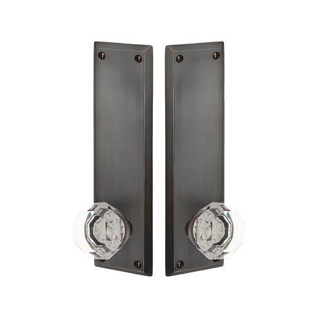 Quincy Sideplate Entry Lockset by Emtek, Oil-Rubbed Bronze, Old Town Crystal Knob, Dummy