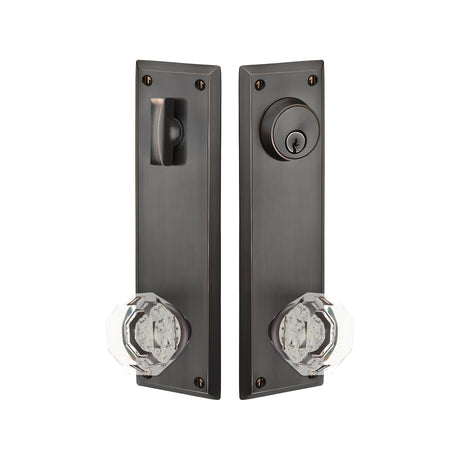 Quincy Sideplate Entry Lockset by Emtek, Oil-Rubbed Bronze, Old Town Crystal Knob, Single Cylinder
