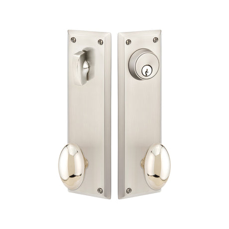 Quincy Sideplate Entry Lockset by Emtek, Satin Nickel, Egg Knob, Single Cylinder