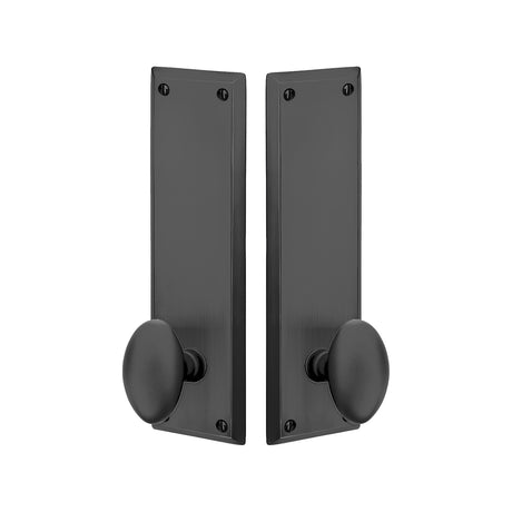Quincy Sideplate Entry Lockset by Emtek, Flat Black, Egg Knob, Dummy