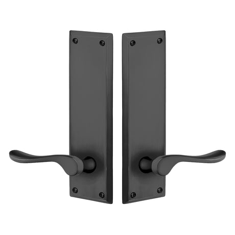 Quincy Sideplate Entry Lockset by Emtek, Flat Black, Luzern Lever (Left Handed Door), Dummy
