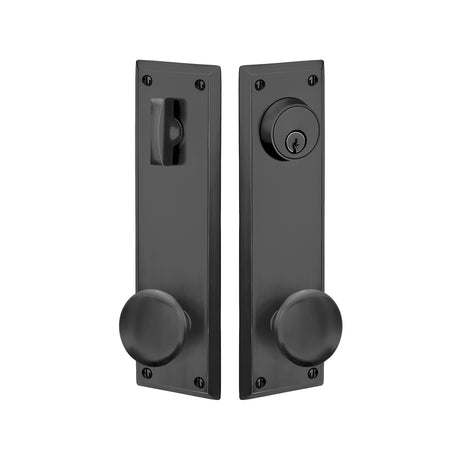 Quincy Sideplate Entry Lockset by Emtek, Flat Black, Providence Knob, Single Cylinder