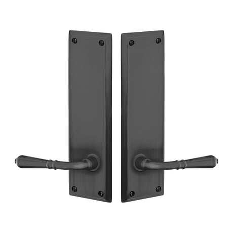 Quincy Sideplate Entry Lockset by Emtek, Flat Black, Turino Lever (Left Handed Door), Dummy