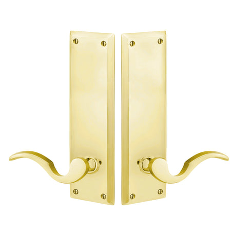 Quincy Sideplate Entry Lockset by Emtek, Unlacquered Brass, Cortina Lever (Left Handed Door), Dummy