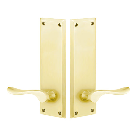 Quincy Sideplate Entry Lockset by Emtek, Unlacquered Brass, Luzern Lever (Left Handed Door), Dummy