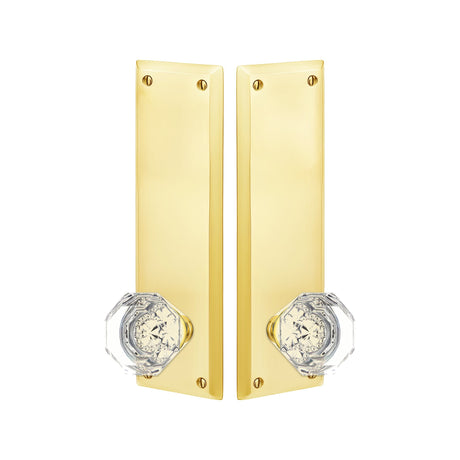 Quincy Sideplate Entry Lockset by Emtek, Polished Brass, Old Town Crystal Knob, Dummy