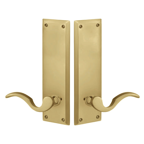 Quincy Sideplate Entry Lockset by Emtek, Antique Brass, Cortina Lever (Left Handed Door), Dummy
