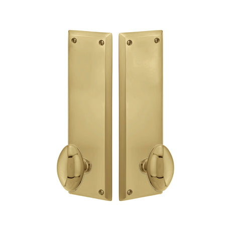 Quincy Sideplate Entry Lockset by Emtek, Antique Brass, Egg Knob, Dummy