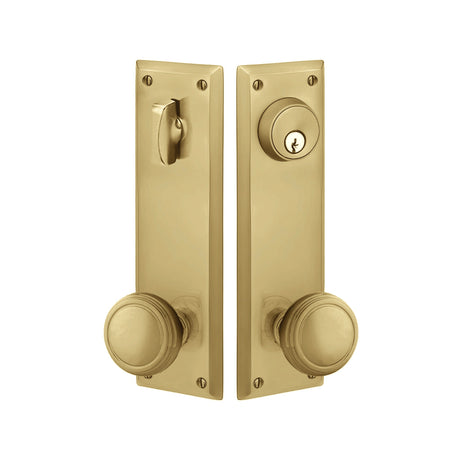 Quincy Sideplate Entry Lockset by Emtek, Antique Brass, Norwich Knob, Single Cylinder