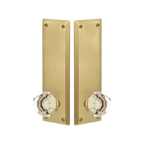 Quincy Sideplate Entry Lockset by Emtek, Antique Brass, Old Town Crystal Knob, Dummy