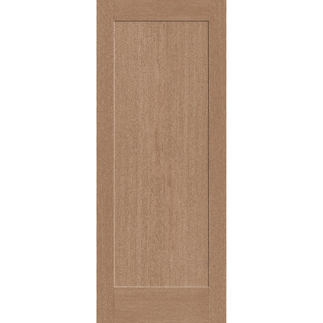 Fiberglass entry door, 1 panel shaker, 32" x 80", tan woodgrain finish