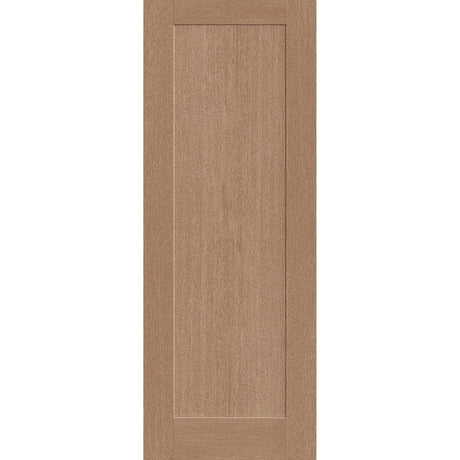 Fiberglass entry door, 1 panel shaker, 36" x 96", tan woodgrain finish