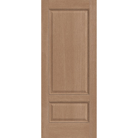 Fiberglass entry door, 2 panel 3/4, 32" x 80", tan woodgrain finish