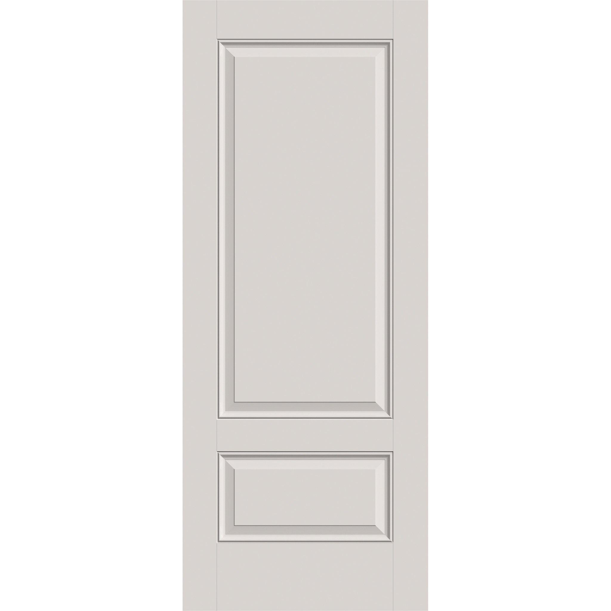 Hurricane-rated fiberglass entry door, 2 panel 3/4, 32" x 80", white satin smooth finish