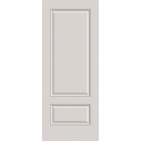 Hurricane-rated fiberglass entry door, 2 panel 3/4, 32" x 80", white satin smooth finish