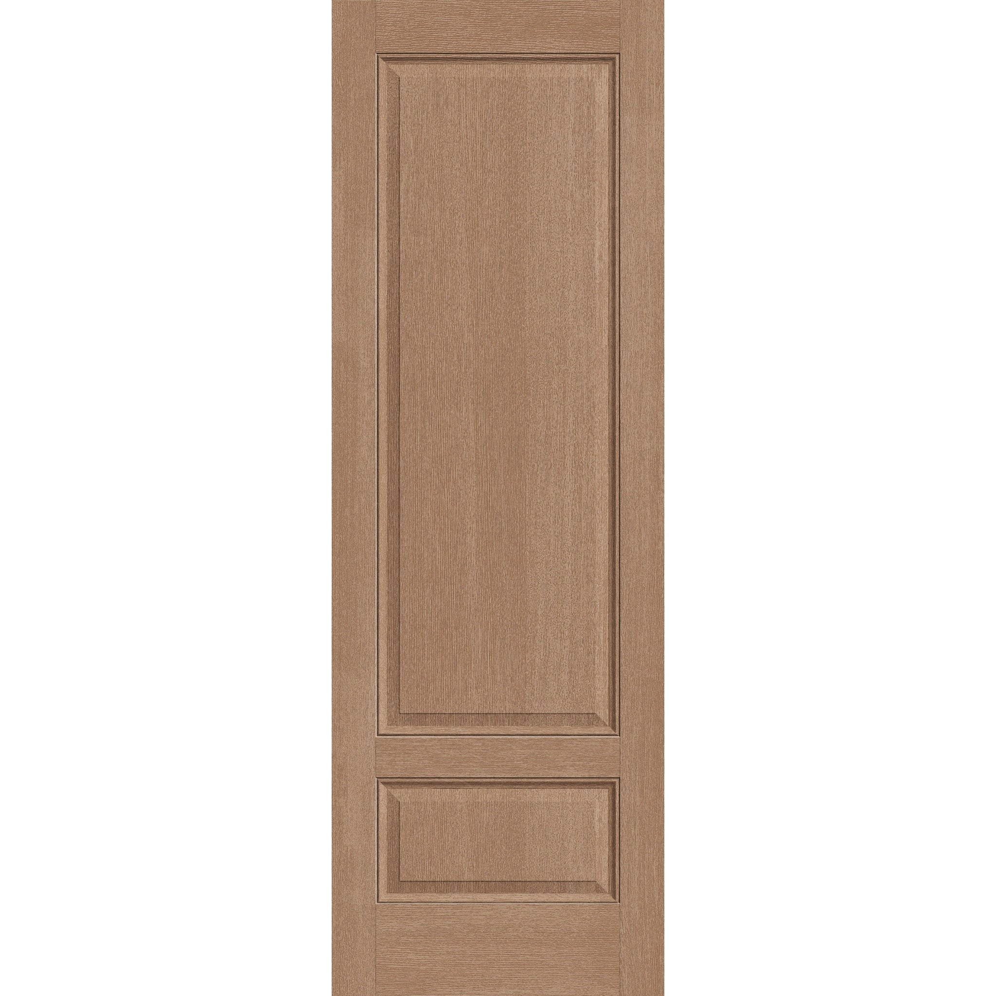 Fiberglass entry door, 2 panel 3/4, 32" x 96", tan woodgrain finish