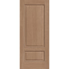 Hurricane-rated fiberglass entry door, 2 panel 3/4, 34" x 80", tan woodgrain finish