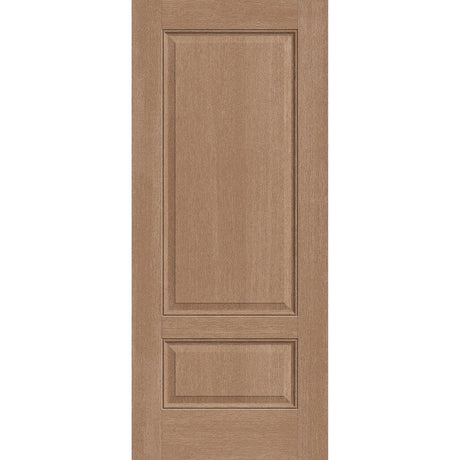 Fiberglass entry door, 2 panel 3/4, 34" x 80", tan woodgrain finish