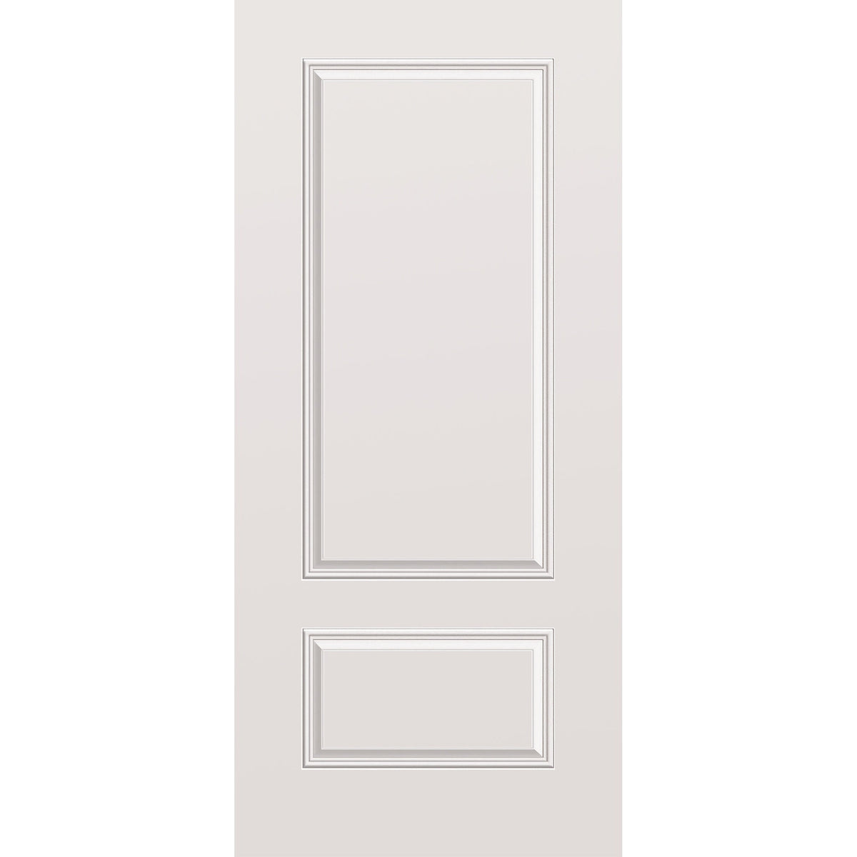 Wood edge steel entry door, 2 panel 3/4, 36" x 80", primed white finish