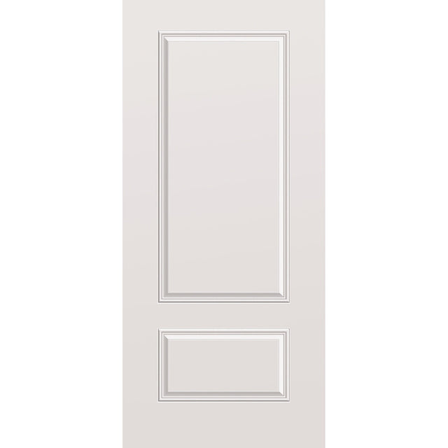 Wood edge steel entry door, 2 panel 3/4, 36" x 80", primed white finish