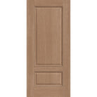 Hurricane-rated fiberglass entry door, 2 panel 3/4, 36" x 80", tan woodgrain finish