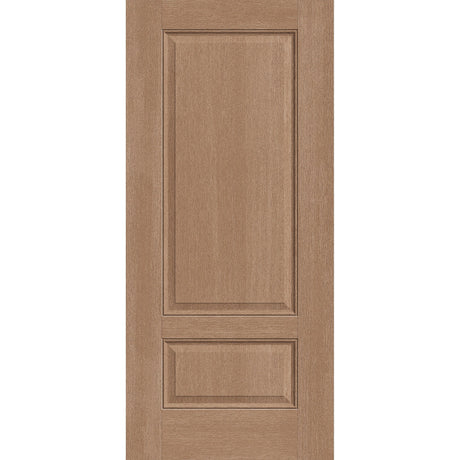 Fiberglass entry door, 2 panel 3/4, 36" x 80", tan woodgrain finish