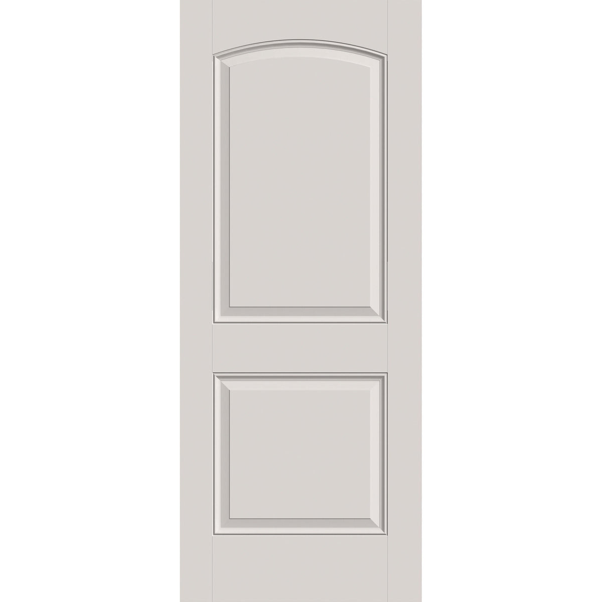 Fiberglass entry door, 2 panel cambertop, 32" x 80", white satin smooth finish