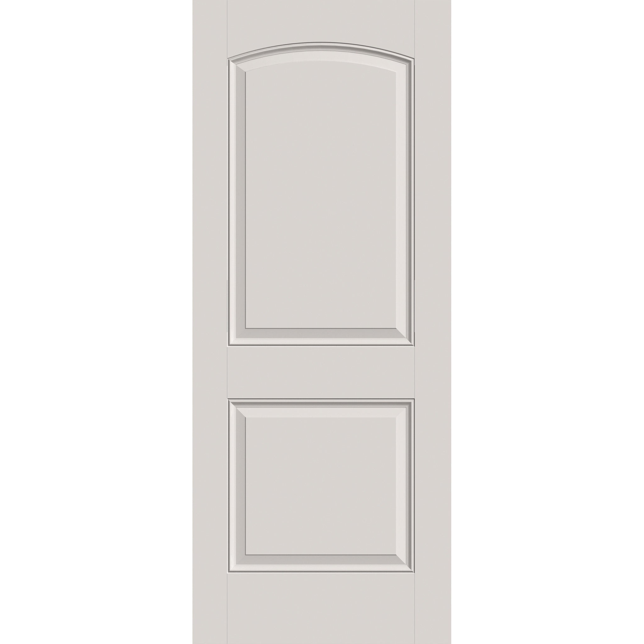 Fiberglass entry door, 2 panel cambertop, 32" x 80", white satin smooth finish