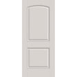 20-minute fire-rated fiberglass entry door, 2 panel cambertop, 34" x 80", white satin smooth finish
