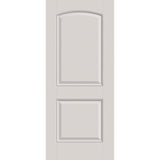 20-minute fire-rated fiberglass entry door, 2 panel cambertop, 34" x 80", white satin smooth finish