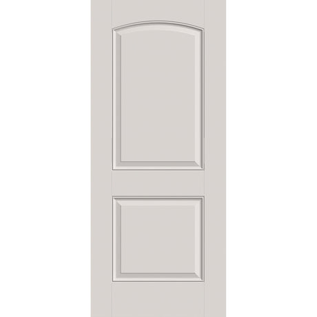 Fiberglass entry door, 2 panel cambertop, 34" x 80", white satin smooth finish