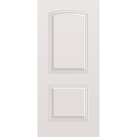 Wood edge steel entry door, 2 panel cambertop, 36" x 80", primed white finish