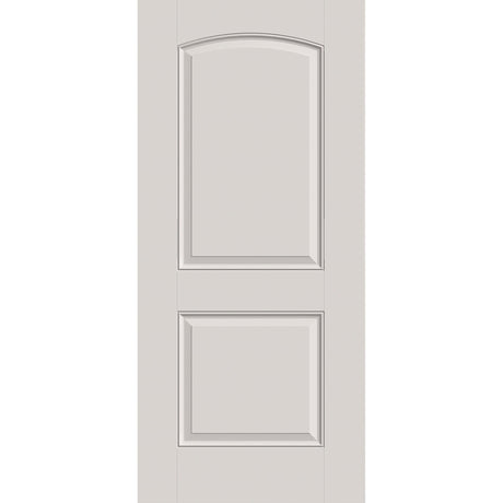 Fiberglass entry door, 2 panel cambertop, 36" x 80", white satin smooth finish