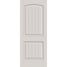 20-minute fire-rated fiberglass entry door, 2 panel cambertop plank, 32" x 80", white satin smooth finish