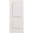Wood edge steel entry door, 2 panel cambertop plank, 34" x 80", primed white finish
