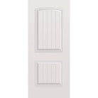Wood edge steel entry door, 2 panel cambertop plank, 34" x 80", primed white finish
