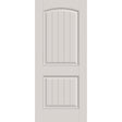 20-minute fire-rated fiberglass entry door, 2 panel cambertop plank, 34" x 80", white satin smooth finish