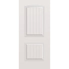 Wood edge steel entry door, 2 panel cambertop plank, 36" x 80", primed white finish