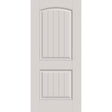 20-minute fire-rated fiberglass entry door, 2 panel cambertop plank, 36" x 80", white satin smooth finish