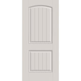 20-minute fire-rated fiberglass entry door, 2 panel cambertop plank, 36" x 80", white satin smooth finish