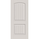 Hurricane-rated fiberglass entry door, 2 panel cambertop plank, 36" x 80", white satin smooth finish