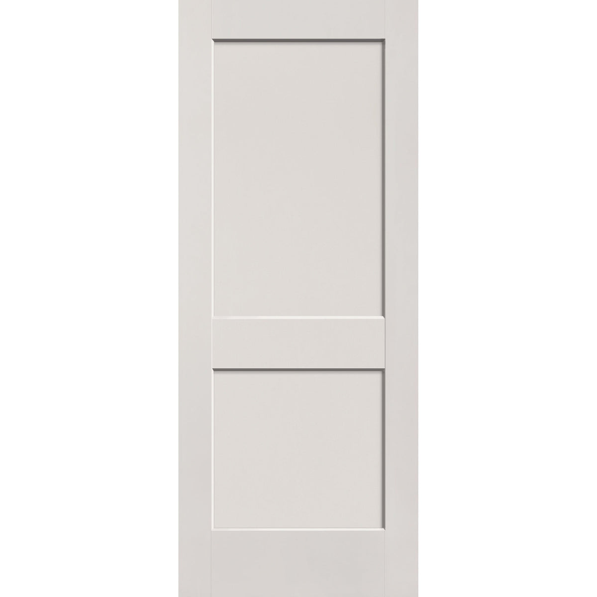 Fiberglass entry door, 2 panel shaker, 32" x 80", white satin smooth finish
