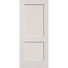 Hurricane-rated fiberglass entry door, 2 panel shaker, 34" x 80", white satin smooth finish