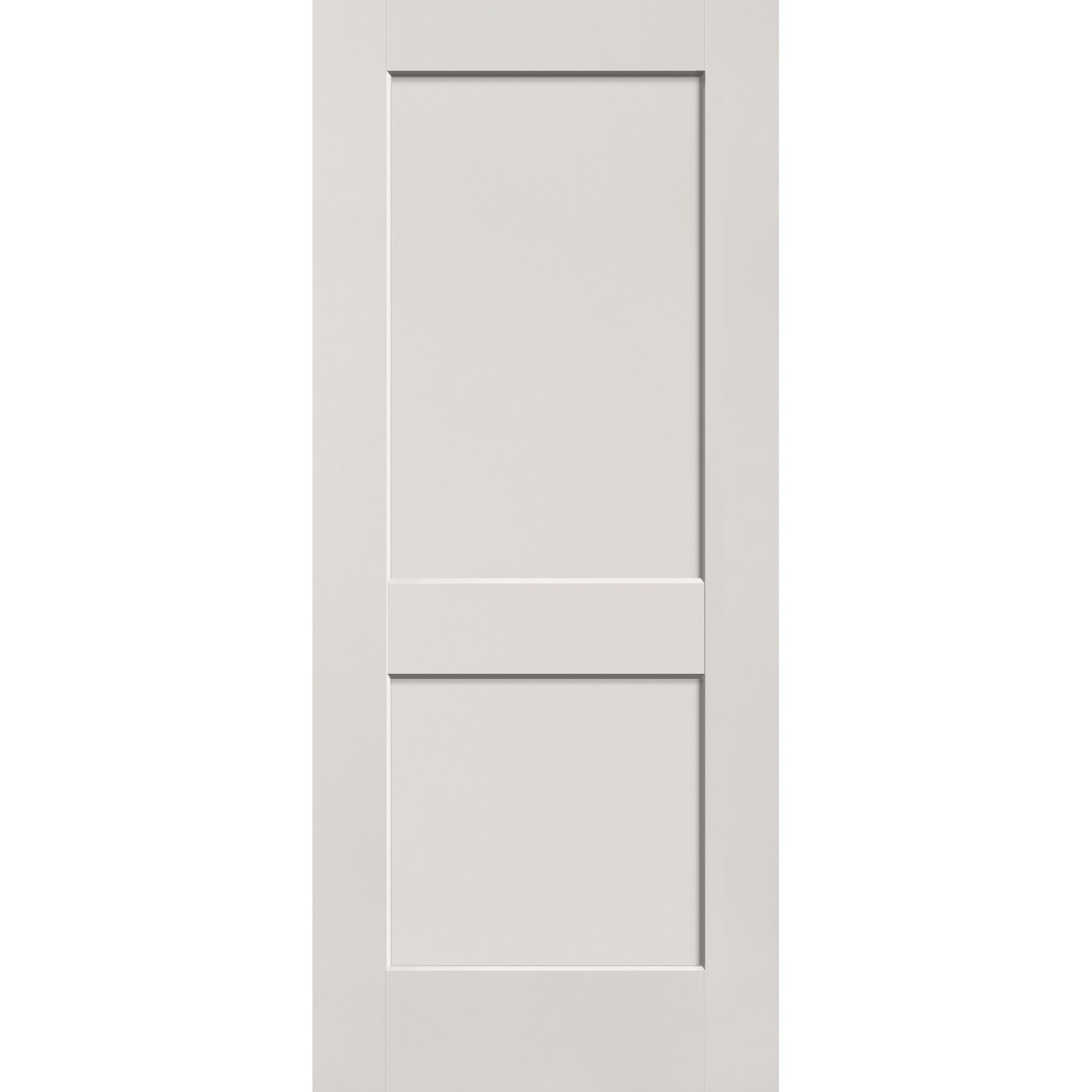 Fiberglass entry door, 2 panel shaker, 34" x 80", white satin smooth finish